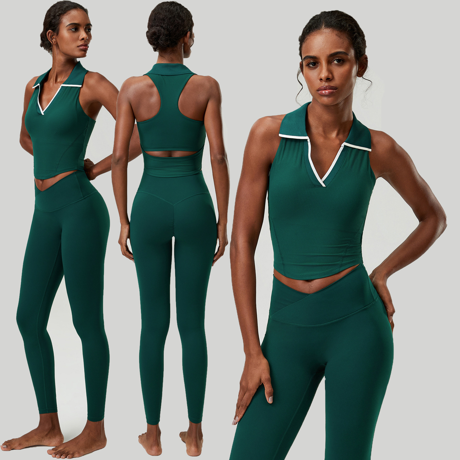 Women 2 PCS Yoga Set Ribbed Po - đánh giá và giá Tank Top Ribbed