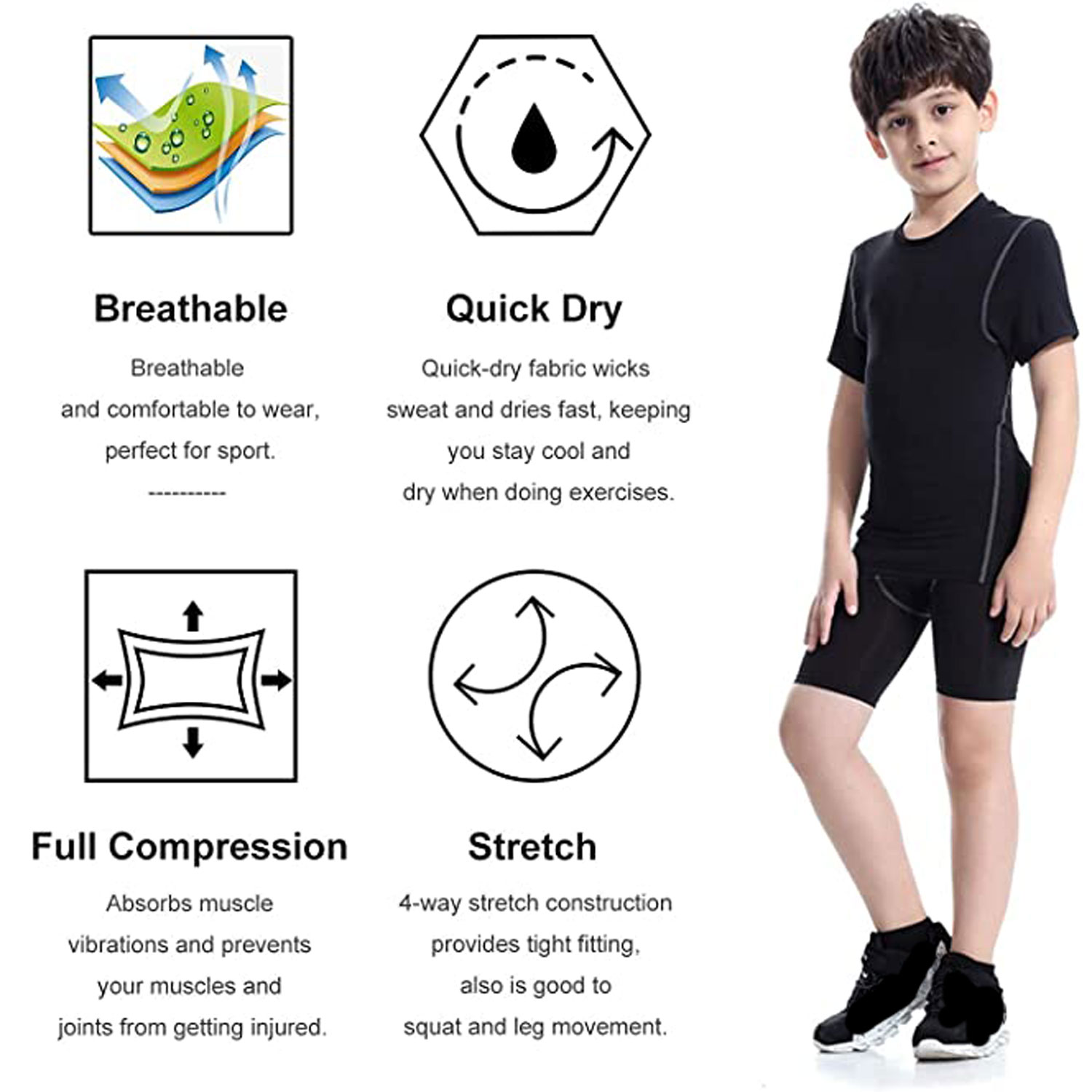 Youth Boys Compression Shorts  - đánh giá và giá Compression Shorts Athletes